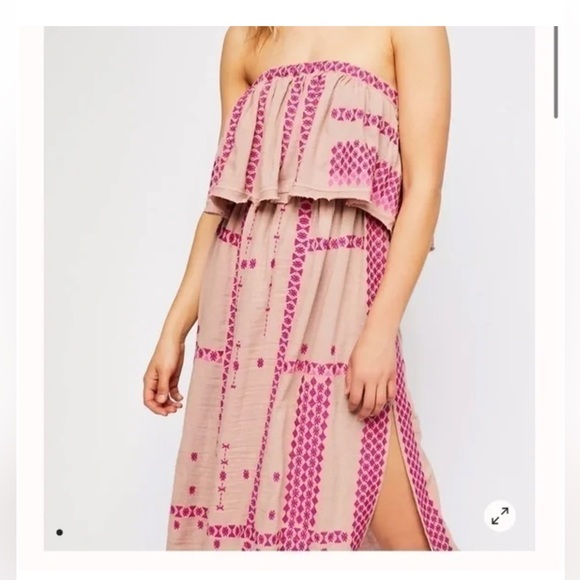 Dresses & Skirts - Free People Wild Romance Embroidered Strapless Boho Dress